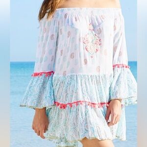 NWOT Debbie Katz South Beach Cruise Resort Paisley Embroidered Tunic Dress XS
